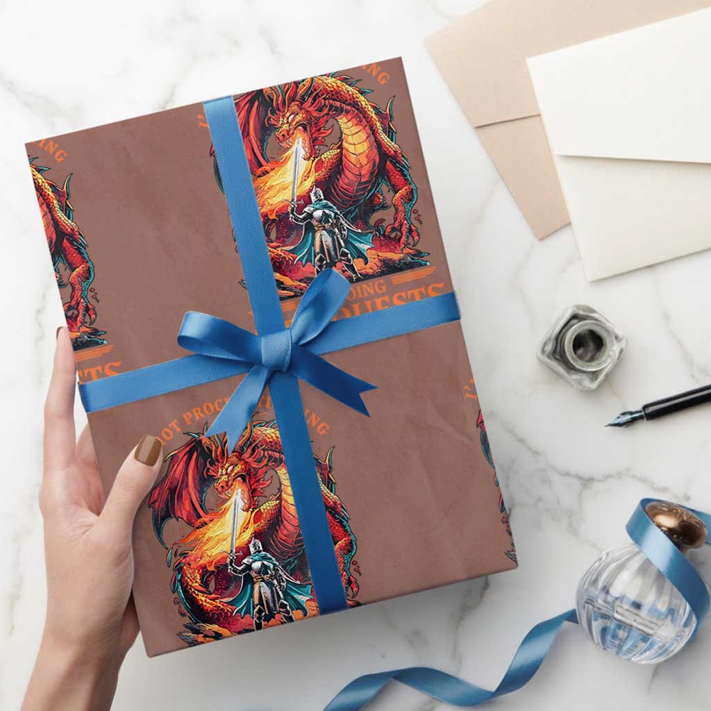 I’m Not Procrastinating I’m Doing Side Quests Wrapping Paper Roll Fantasy Gamer Humor Epic Dragon RPG Adventure - Wonder Print Shop