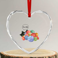 I’m OK Heart Crystal Glass Ornament Cat Tangled In Yarn Funny Crochet Gift - Wonder Print Shop