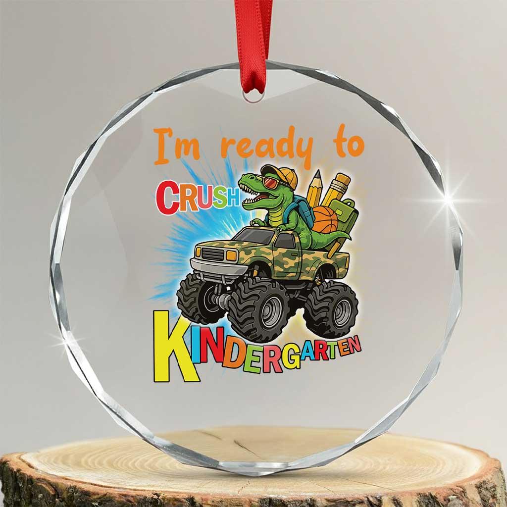 Im Ready To Crush Kindergarten Crystal Glass Ornament Dinosaur Driving Truck Gift - Wonder Print Shop