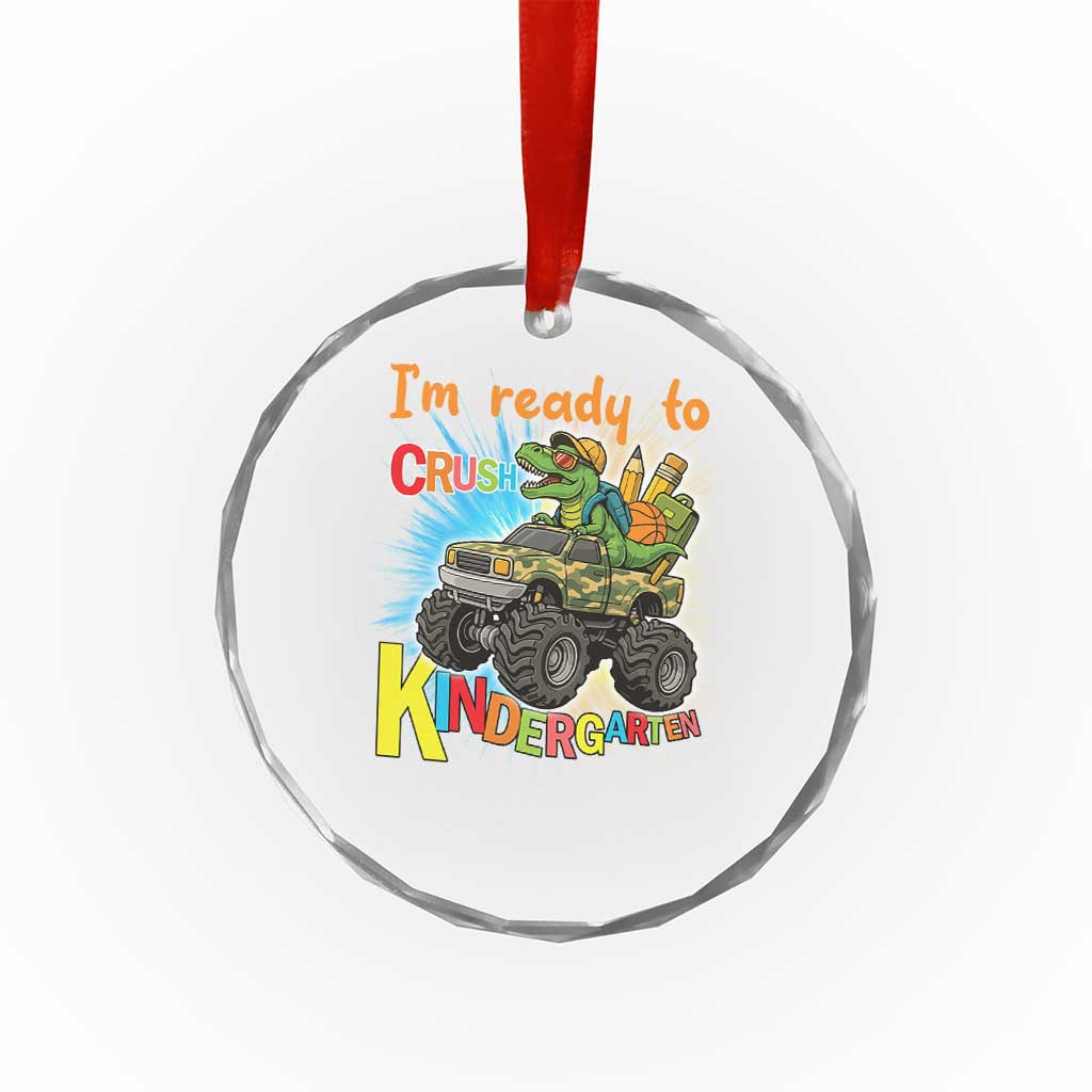 Im Ready To Crush Kindergarten Crystal Glass Ornament Dinosaur Driving Truck Gift - Wonder Print Shop
