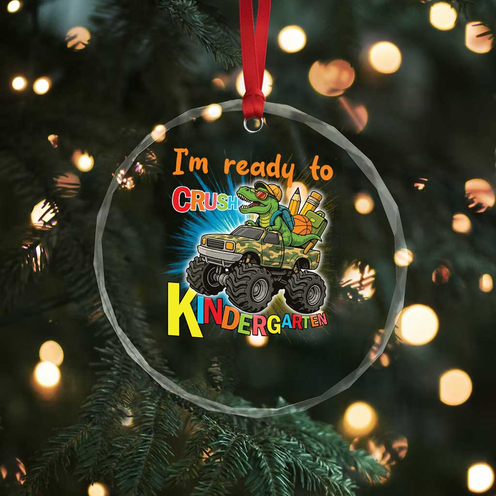 Im Ready To Crush Kindergarten Crystal Glass Ornament Dinosaur Driving Truck Gift - Wonder Print Shop