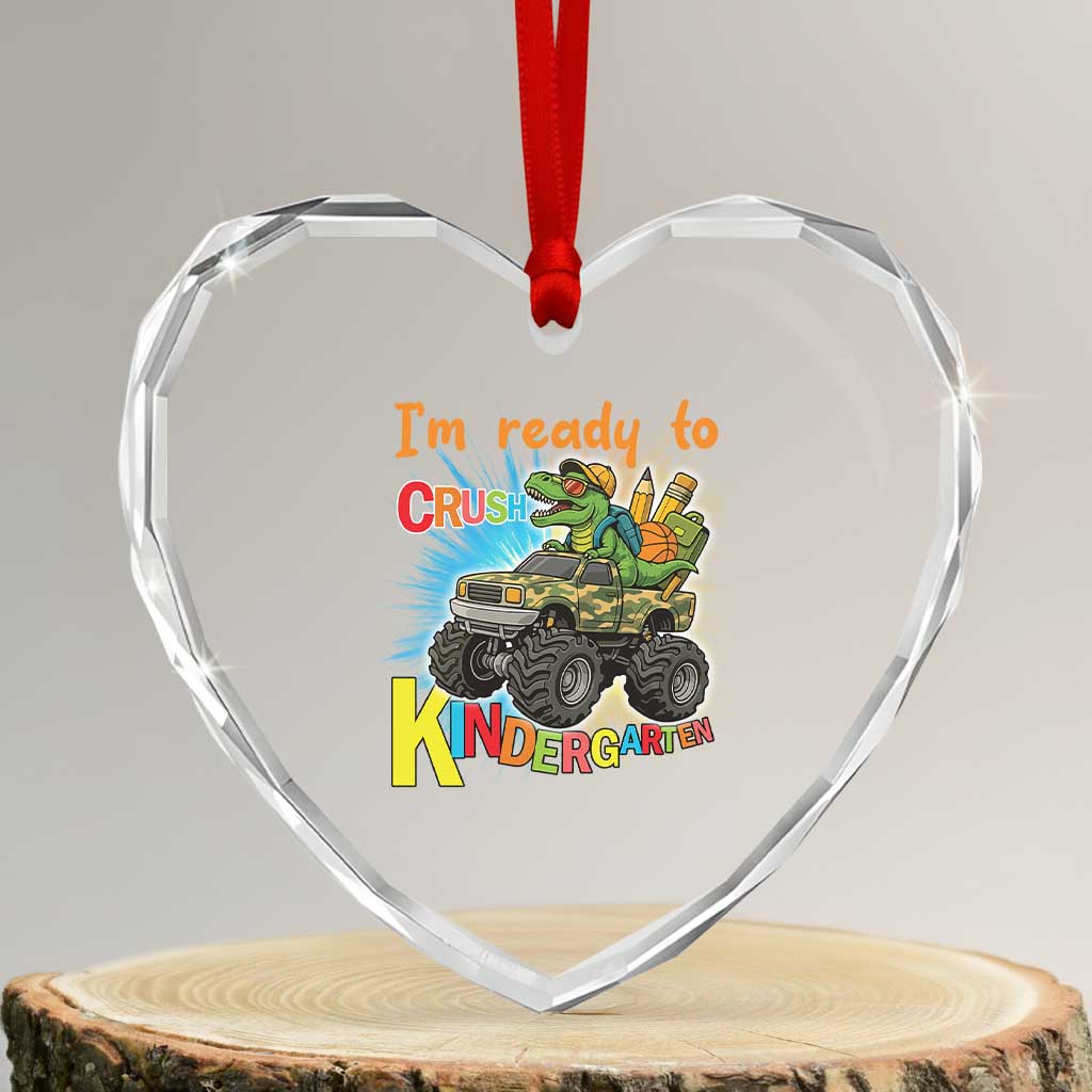 Im Ready To Crush Kindergarten Heart Crystal Glass Ornament Dinosaur Driving Truck Gift - Wonder Print Shop