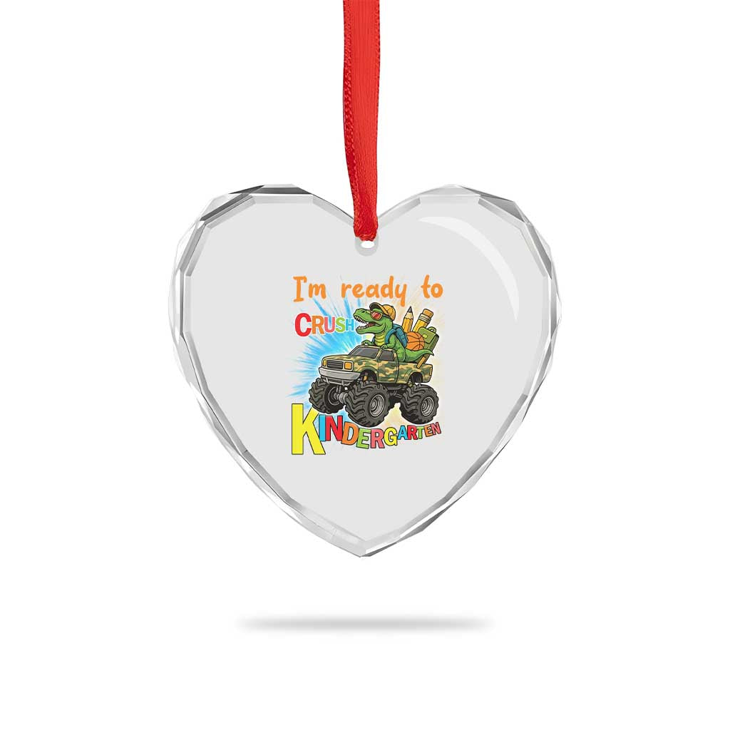 Im Ready To Crush Kindergarten Heart Crystal Glass Ornament Dinosaur Driving Truck Gift - Wonder Print Shop