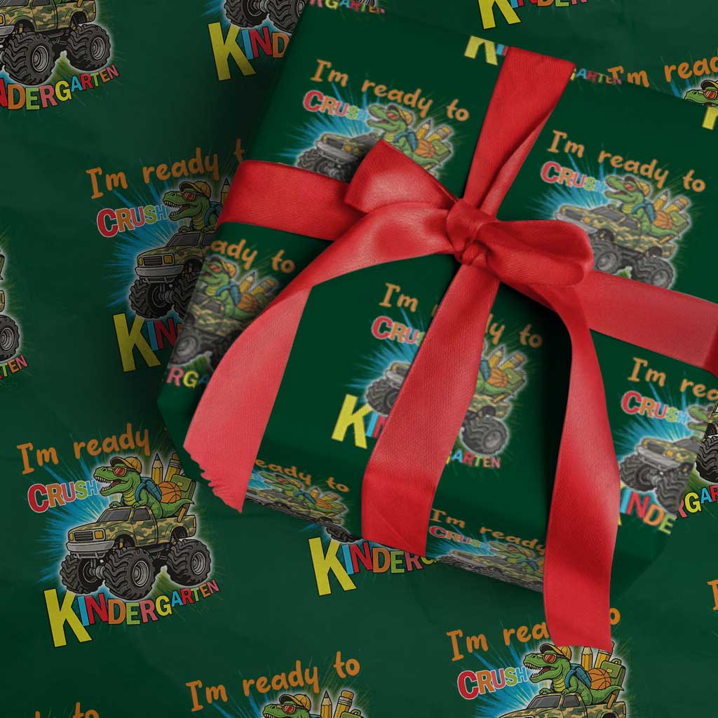 Im Ready To Crush Kindergarten Wrapping Paper Roll Dinosaur Driving Truck Gift - Wonder Print Shop