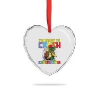 I'm Ready to Crush Pre-K Back to School T-Rex Dinosaur Heart Crystal Glass Ornament