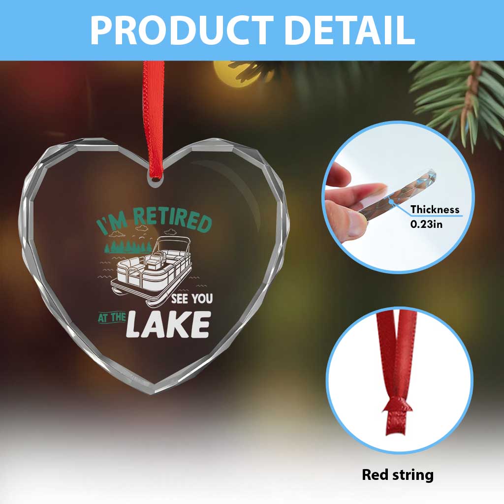 Im Retired See You At The Lake Heart Crystal Glass Ornament Funny Retirement Gifts Lake Lover Gifts - Wonder Print Shop
