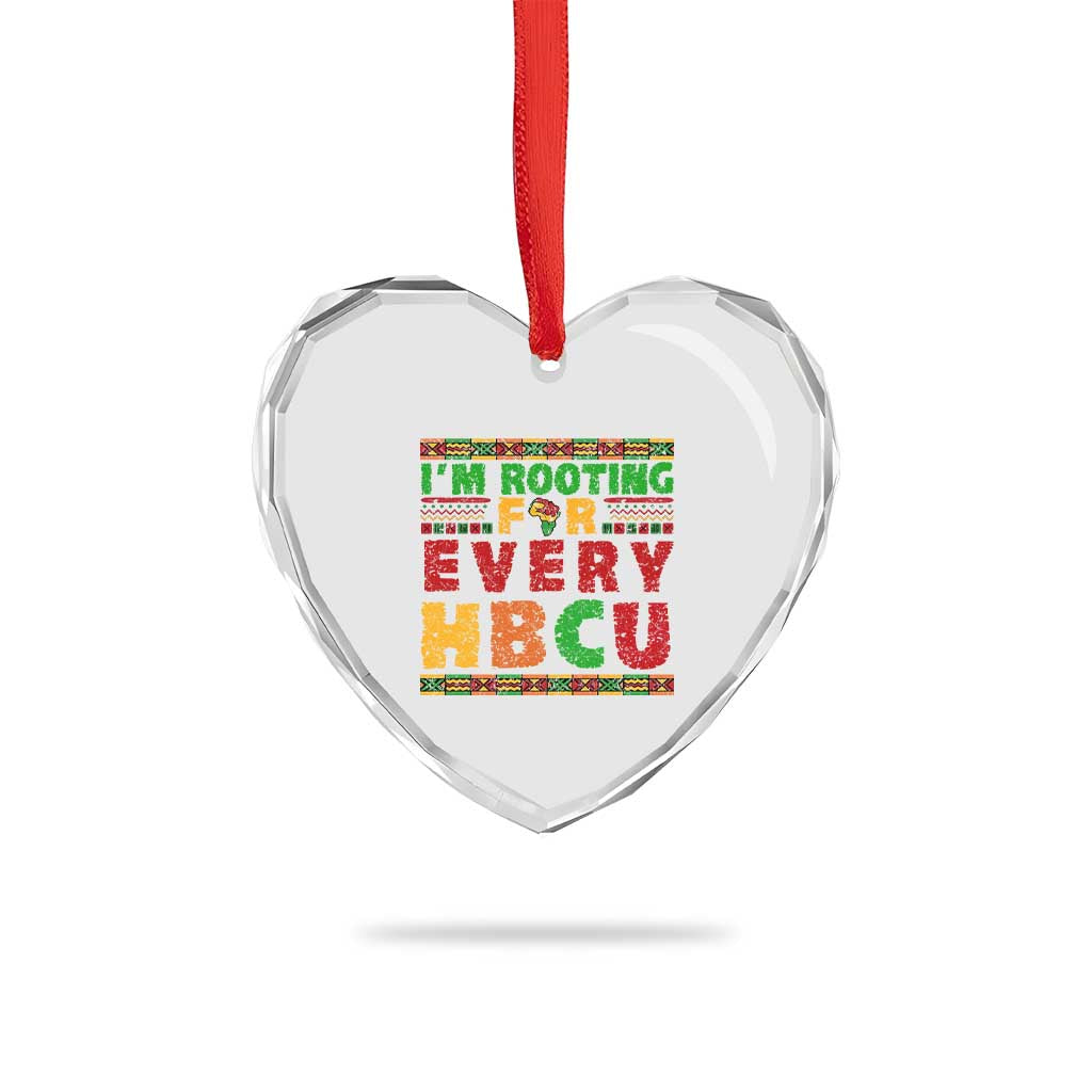 I’m Rooting for Every HBCU Heart Crystal Glass Ornament Pan African Pride College Support Statement