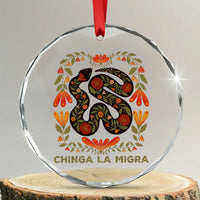 Immigrant Rights Crystal Glass Ornament Chinga La Migra - Wonder Print Shop