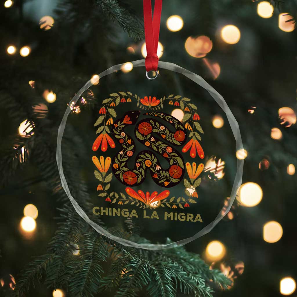 Immigrant Rights Crystal Glass Ornament Chinga La Migra - Wonder Print Shop
