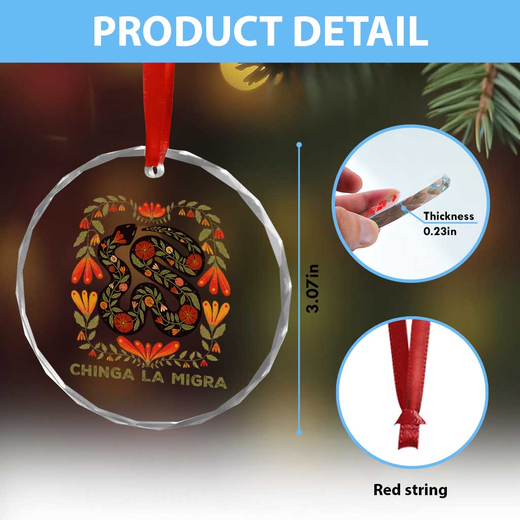 Immigrant Rights Crystal Glass Ornament Chinga La Migra - Wonder Print Shop