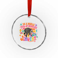 In A World Full Of Ordinary Be A Jimothy Psychedelic Style Crystal Glass Ornament Retro Groovy Seattle Raccoon Legend Graphic