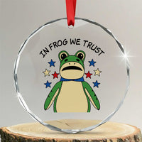 In Frog We Trust Crystal Glass Ornament Patriotic Portland Frogs Protest American Flag - Wonder Print Shop