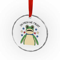 In Frog We Trust Crystal Glass Ornament Patriotic Portland Frogs Protest American Flag - Wonder Print Shop