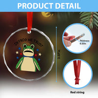 In Frog We Trust Crystal Glass Ornament Patriotic Portland Frogs Protest American Flag - Wonder Print Shop