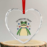 In Frog We Trust Heart Crystal Glass Ornament Patriotic Portland Frogs Protest American Flag - Wonder Print Shop