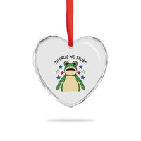 In Frog We Trust Heart Crystal Glass Ornament Patriotic Portland Frogs Protest American Flag - Wonder Print Shop