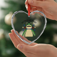 In Frog We Trust Heart Crystal Glass Ornament Patriotic Portland Frogs Protest American Flag - Wonder Print Shop