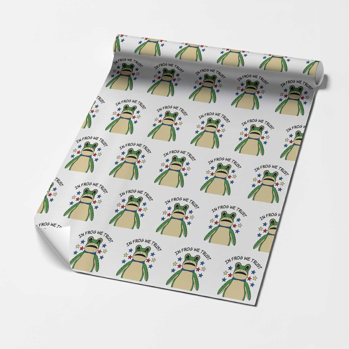 In Frog We Trust Wrapping Paper Roll Patriotic Portland Frogs Protest American Flag - Wonder Print Shop