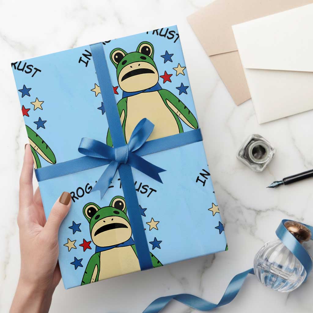 In Frog We Trust Wrapping Paper Roll Patriotic Portland Frogs Protest American Flag - Wonder Print Shop