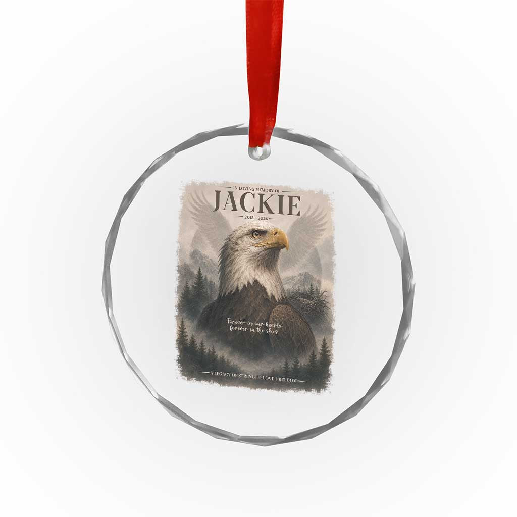 In Loving Memory of Jackie Eagle Memorial Portrait Crystal Glass Ornament 2012 2026 Legacy Of Strength Wilderness Tribute