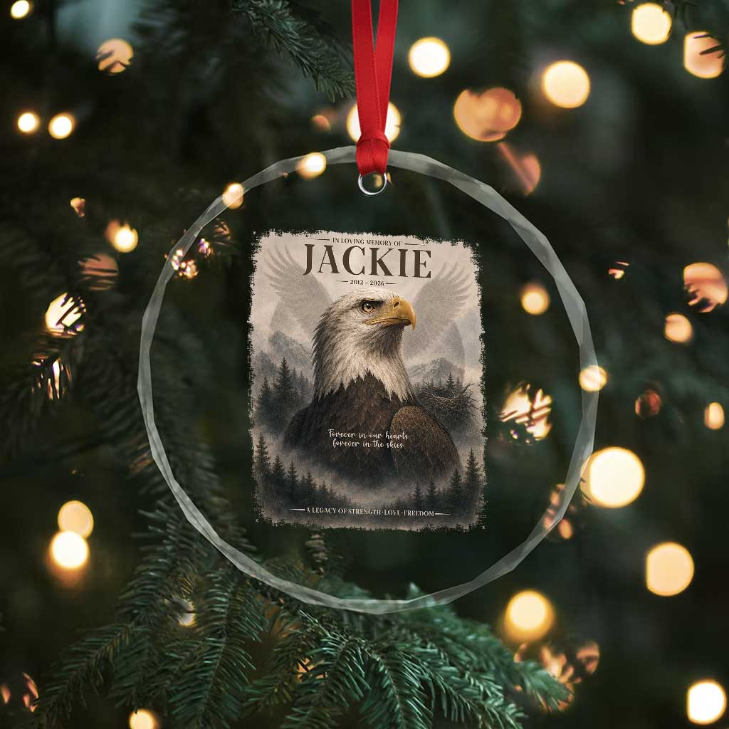 In Loving Memory of Jackie Eagle Memorial Portrait Crystal Glass Ornament 2012 2026 Legacy Of Strength Wilderness Tribute