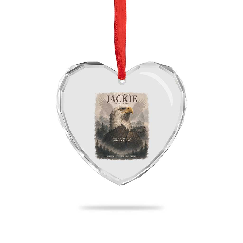 In Loving Memory of Jackie Eagle Memorial Portrait Heart Crystal Glass Ornament 2012 2026 Legacy Of Strength Wilderness Tribute