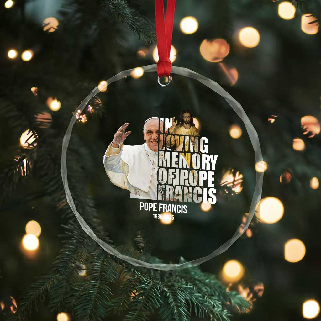 In Loving Memory of Pope Francis Crystal Glass Ornament Viva il Papa 1936-2025 - Wonder Print Shop