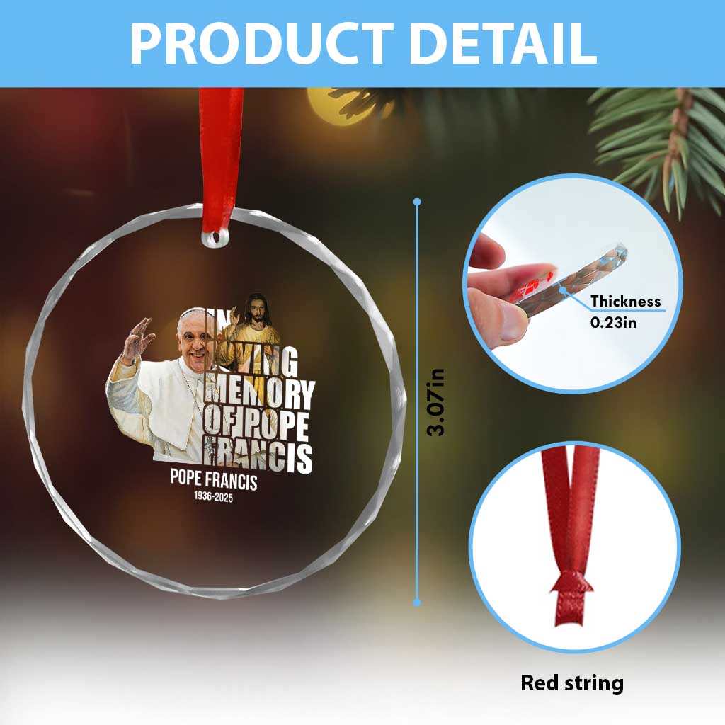 In Loving Memory of Pope Francis Crystal Glass Ornament Viva il Papa 1936-2025 - Wonder Print Shop