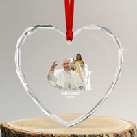 In Loving Memory of Pope Francis Heart Crystal Glass Ornament Viva il Papa 1936-2025 - Wonder Print Shop