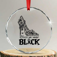 In May We Wear Black Crystal Glass Ornament Skin Cancer Support Gift For Her