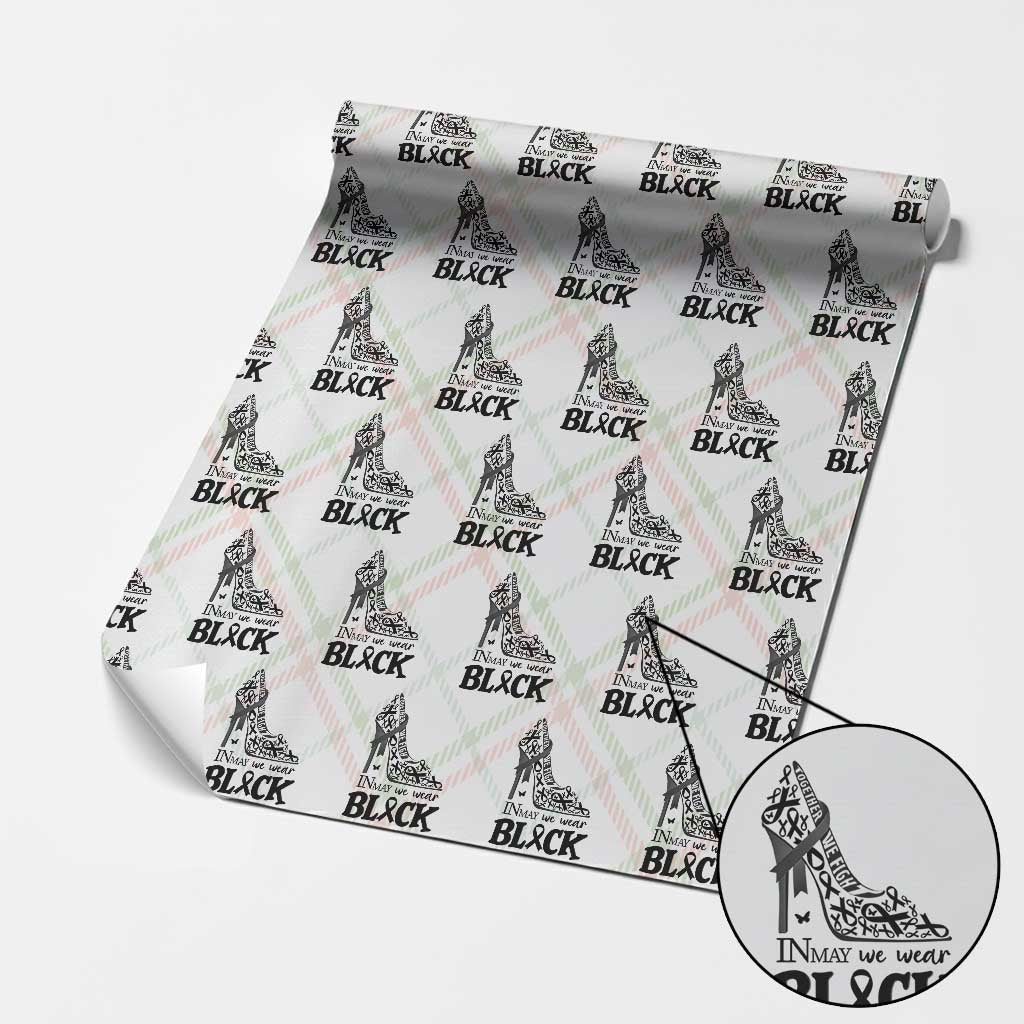 In May We Wear Black Wrapping Paper Roll Skin Cancer Support Gift For Her