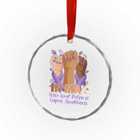 In May We Wear Purple Lupus Awareness Crystal Glass Ornament Purple Ribbon
