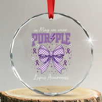 In May We Wear Purple Lupus Awareness Crystal Glass Ornament Purple Ribbon Coquette Bow