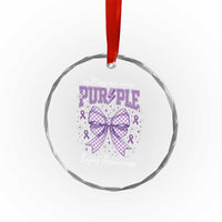 In May We Wear Purple Lupus Awareness Crystal Glass Ornament Purple Ribbon Coquette Bow