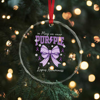 In May We Wear Purple Lupus Awareness Crystal Glass Ornament Purple Ribbon Coquette Bow