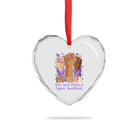 In May We Wear Purple Lupus Awareness Heart Crystal Glass Ornament Purple Ribbon