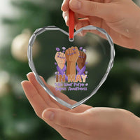 In May We Wear Purple Lupus Awareness Heart Crystal Glass Ornament Purple Ribbon