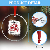 In May We Wear Red Stroke Awareness Crystal Glass Ornament Bleach Effect
