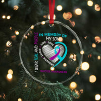 In Memory of My Son Suicide Awareness Crystal Glass Ornament Teal and Purple Ribbon Remembrance Gift