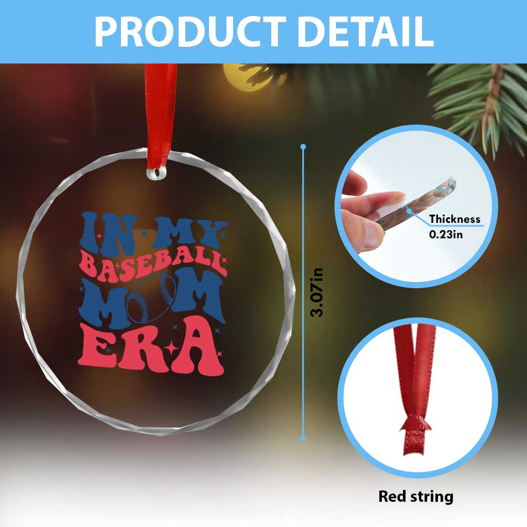 In My Baseball Mom Era Crystal Glass Ornament Game Day Sports Mom