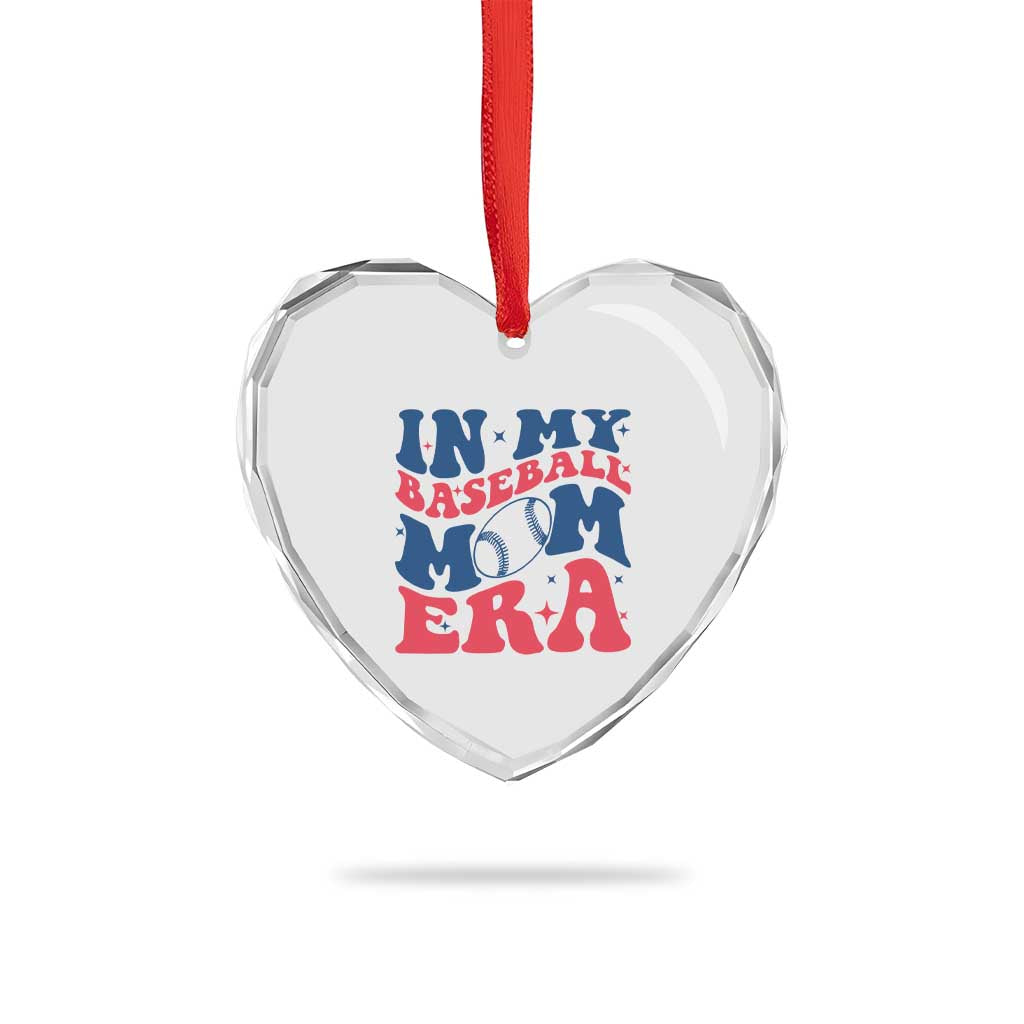 In My Baseball Mom Era Heart Crystal Glass Ornament Game Day Sports Mom