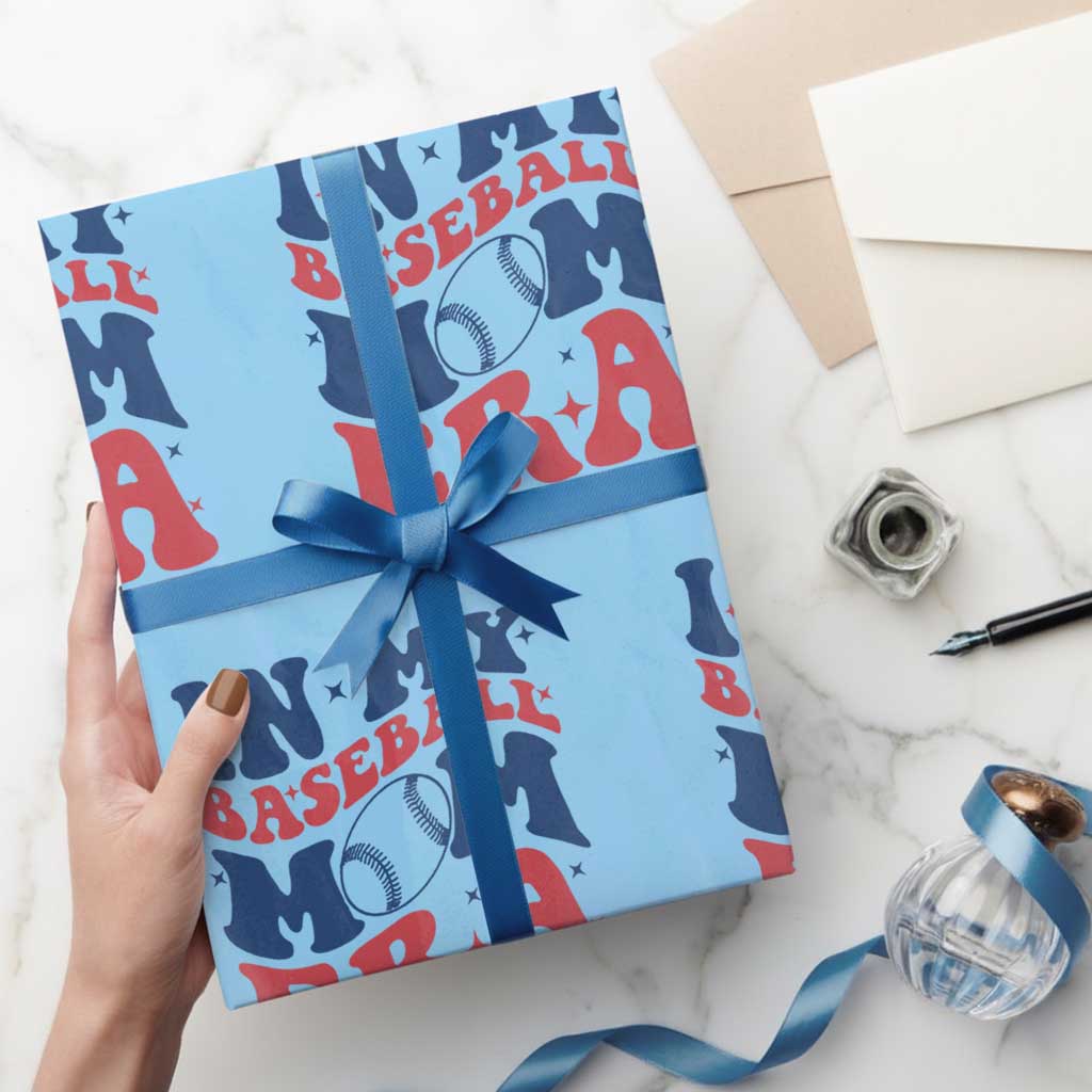 In My Baseball Mom Era Wrapping Paper Roll Game Day Sports Mom