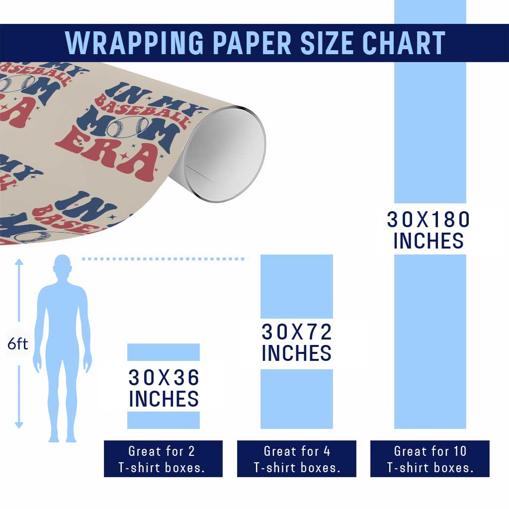 In My Baseball Mom Era Wrapping Paper Roll Game Day Sports Mom