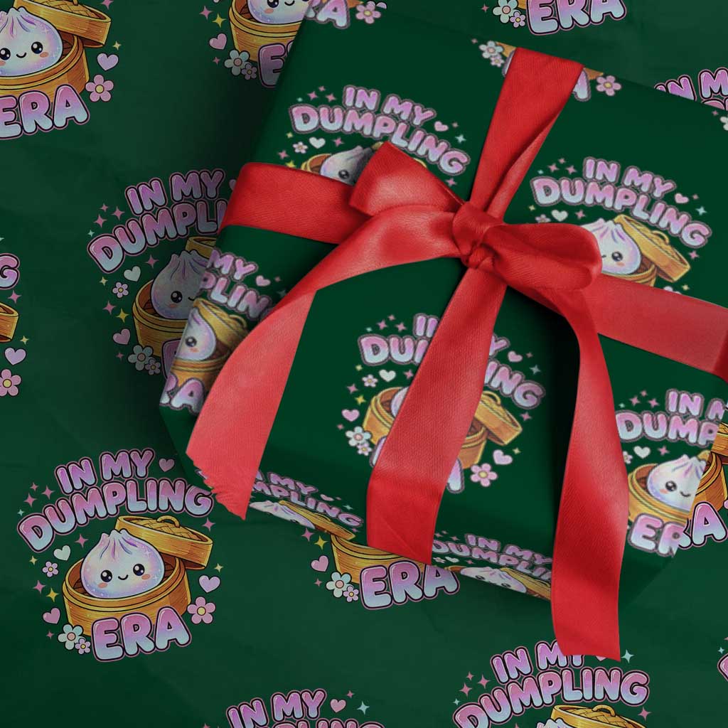 In My Dumpling Era Kawaii Pastel Graphic Wrapping Paper Roll Retro Groovy Glitter Bao Steamer Basket
