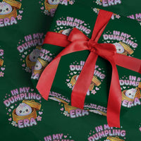 In My Dumpling Era Kawaii Pastel Graphic Wrapping Paper Roll Retro Groovy Glitter Bao Steamer Basket