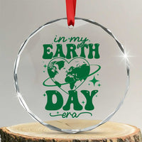 In My Earth Day Era Crystal Glass Ornament Cute Groovy Planet Heart - Wonder Print Shop