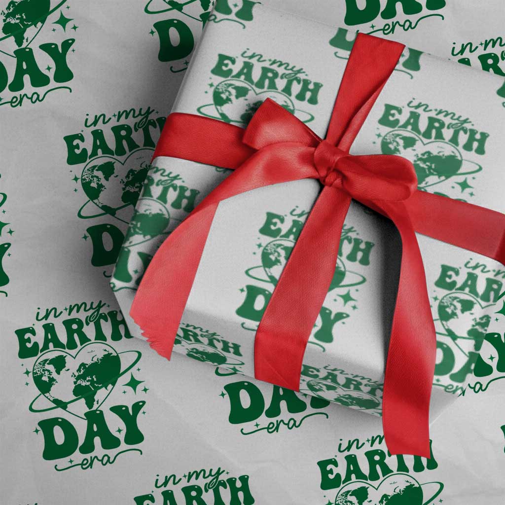 In My Earth Day Era Wrapping Paper Roll Cute Groovy Planet Heart - Wonder Print Shop