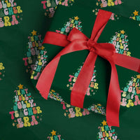 In My Holly Jolly Teacher Era Xmas Groovy Christmas Tree Wrapping Paper Roll