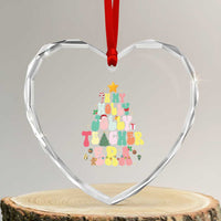 In My Holly Jolly Teacher Era Xmas Groovy Christmas Tree Heart Crystal Glass Ornament - Wonder Print Shop