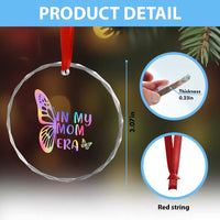 In My Mom Era Crystal Glass Ornament Colorful Butterfly Mothers Day Gift